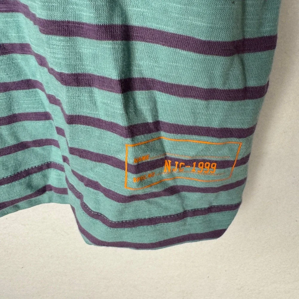Nautica Jeans Co Mens Striped Crewneck T-Shirt Dusty Turquoise Purple K45510 S